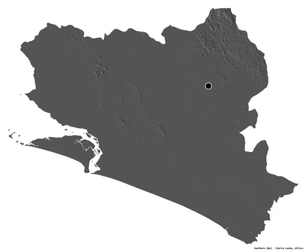 Forma Del Sur Provincia Sierra Leona Con Capital Aislada Sobre —  Fotos de Stock