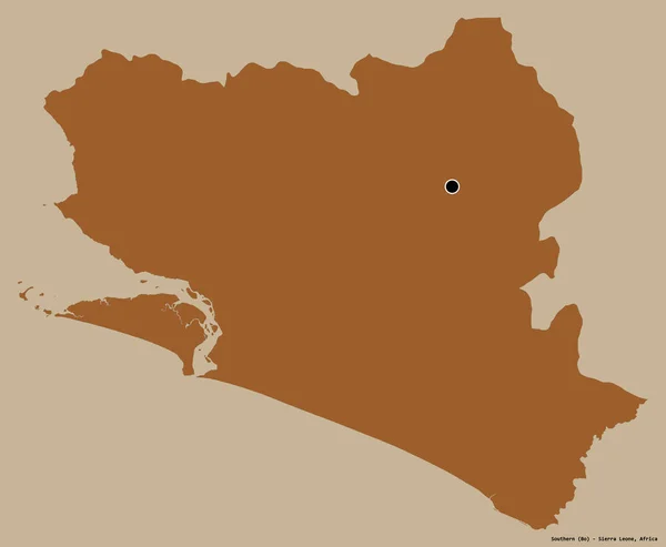 塞拉利昂省南部的形状 其首都用纯色背景隔开 图形纹理的组成 3D渲染 — 图库照片
