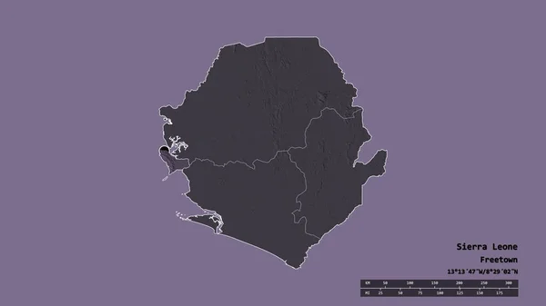 Sierra Leone Kiszáradt Alakja Fővárosával Regionális Divízióval Szétválasztott Nyugati Területtel — Stock Fotó