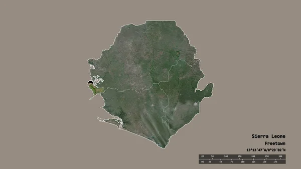Forma Dessaturada Serra Leoa Com Sua Capital Principal Divisão Regional — Fotografia de Stock