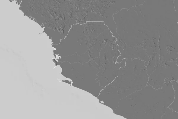 Erweitertes Gebiet Sierra Leones Mit Länderumrissen Internationalen Und Regionalen Grenzen — Stockfoto