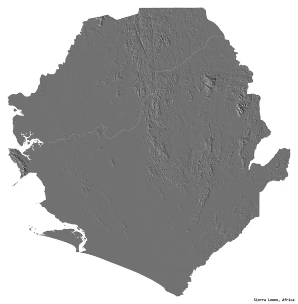 Tvar Sierry Leone Hlavním Městem Izolovaným Bílém Pozadí Mapa Nadmořské — Stock fotografie