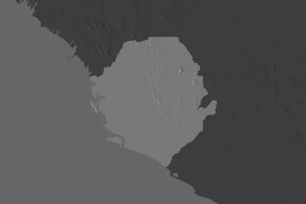 Tvar Sierry Leone Oddělený Desaturací Sousedních Oblastí Mapa Nadmořské Výšky — Stock fotografie