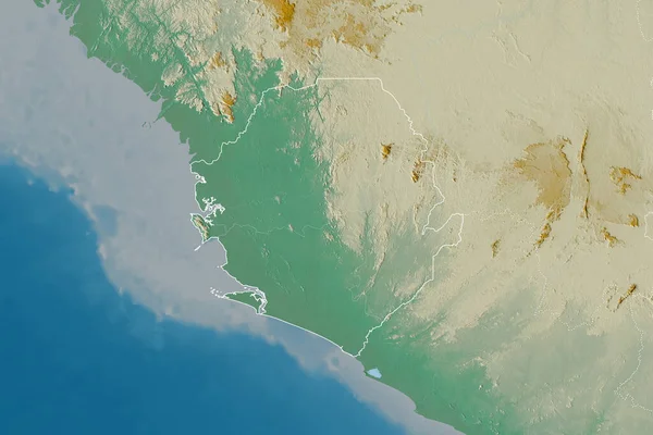 Розширена Територія Сьєрра Леоне Обрисами Країни Міжнародними Регіональними Кордонами Карта — стокове фото