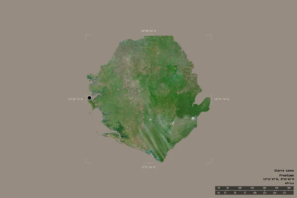 Área Serra Leoa Isolada Fundo Sólido Uma Caixa Delimitadora Georreferenciada — Fotografia de Stock