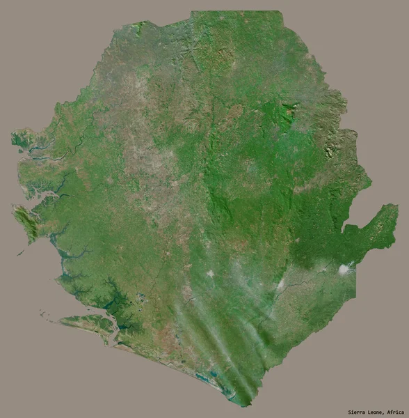 Kształt Sierra Leone Kapitałem Odizolowanym Solidnym Tle Kolorystycznym Zdjęcia Satelitarne — Zdjęcie stockowe