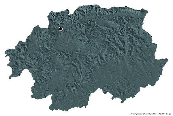 Форма Банскобыстрицкого Района Словакии Столицей Изолированной Белом Фоне Цветная Карта — стоковое фото