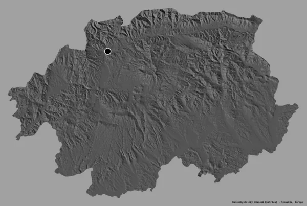 その首都で スロバキアの領域であるBanskobystrickyの形状は 固体色の背景に隔離されています 標高マップ 3Dレンダリング — ストック写真