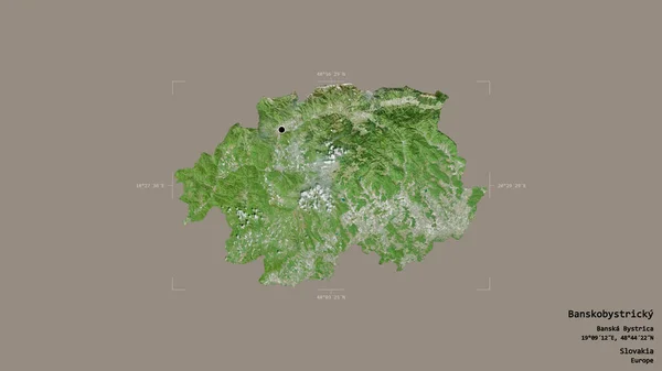 Area Banskobystricky Region Slovakia Isolated Solid Background Georeferenced Bounding Box — Stock Photo, Image