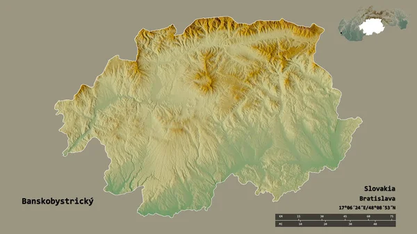 Formen Banskobystricky Regionen Slovakien Med Dess Huvudstad Isolerad Solid Bakgrund — Stockfoto