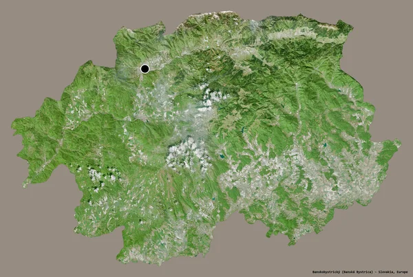 Forma Banskobystricky Região Eslováquia Com Sua Capital Isolada Fundo Cor — Fotografia de Stock