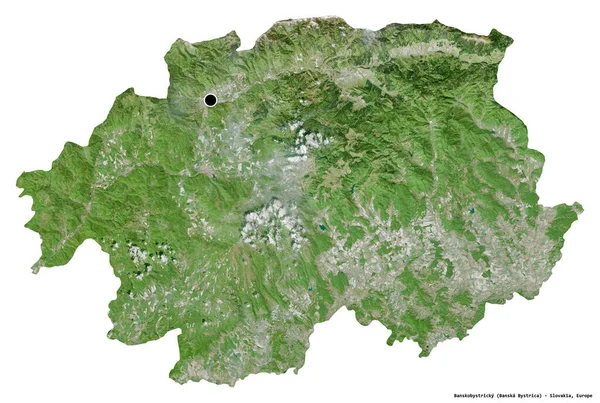 Form Banskobystricky Regionen Slovakien Med Dess Huvudstad Isolerad Vit Bakgrund — Stockfoto