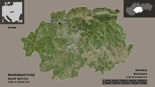 Forma Banskobystricky Región Eslovaquia Capital Escala Distancia Vistas Previas Etiquetas — Foto de Stock