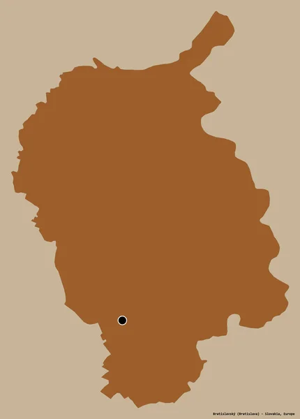 Форма Братиславского Района Словакии Столица Которого Выделена Сплошном Цветном Фоне — стоковое фото