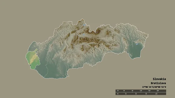 Afgebroken Vorm Van Slowakije Met Zijn Hoofdstad Belangrijkste Regionale Divisie — Stockfoto