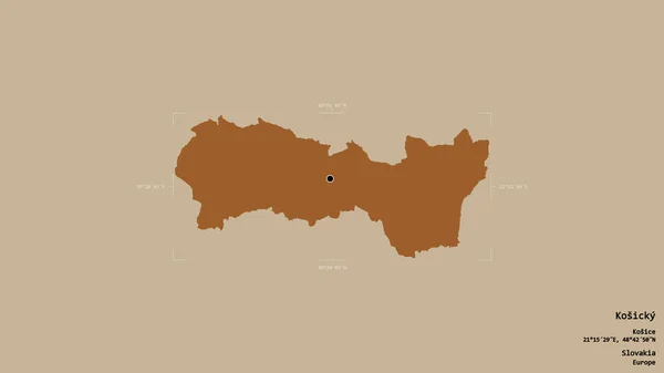 Територія Косікі Області Словаччини Ізольована Твердому Тлі Геодезичному Обмежувальному Ящику — стокове фото