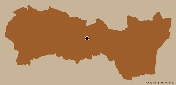 Form Kosicky Regionen Slovakien Med Sin Huvudstad Isolerad Solid Färg — Stockfoto