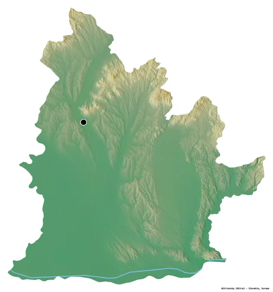 白の背景にその首都で スロバキアの領域 Nitrianskyの形状 地形図 3Dレンダリング — ストック写真
