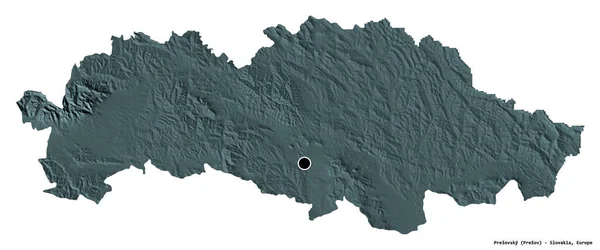 Forma Presovsky Región Eslovaquia Con Capital Aislada Sobre Fondo Blanco — Foto de Stock