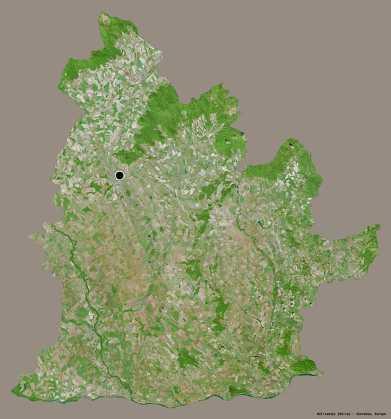 固体色の背景にその首都で スロバキアの領域 Nitrianskyの形状 衛星画像 3Dレンダリング — ストック写真