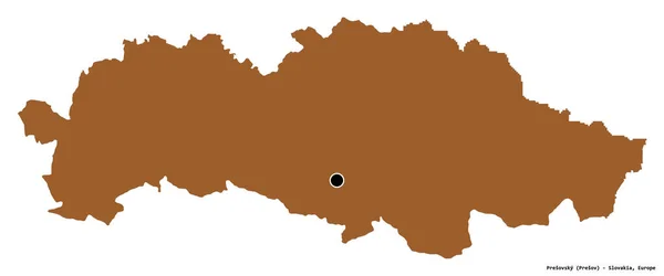 Shape Presovsky Region Slovakia Its Capital Isolated White Background Composition — Stock Photo, Image