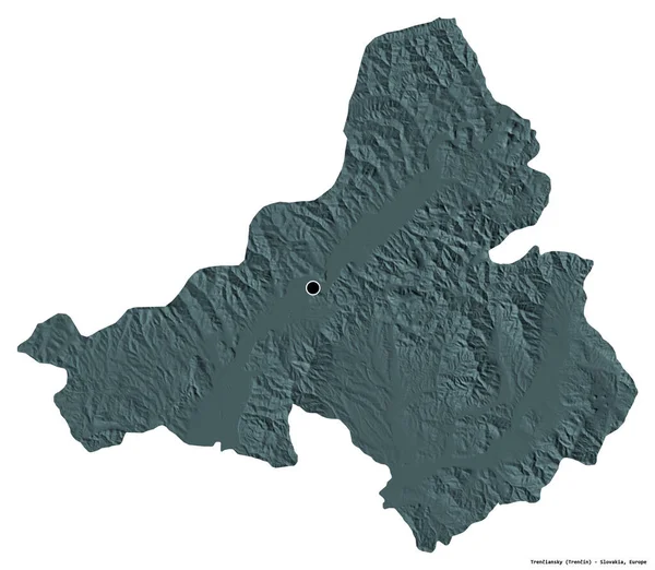 Forme Trenciansky Région Slovaquie Avec Capitale Isolée Sur Fond Blanc — Photo