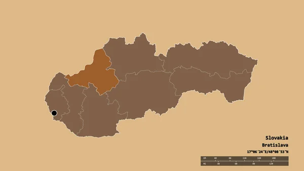 Afgebroken Vorm Van Slowakije Met Zijn Hoofdstad Belangrijkste Regionale Divisie — Stockfoto