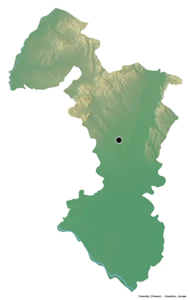 トラフスキーの形状 スロバキアの領域 その首都は白い背景に隔離されています 地形図 3Dレンダリング — ストック写真