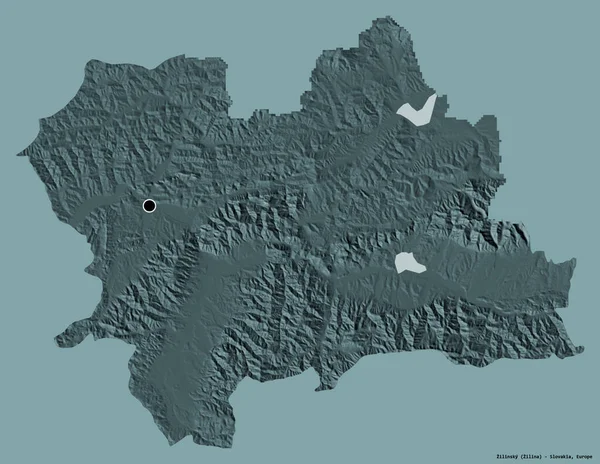 Forma Zilinsky Región Eslovaquia Con Capital Aislado Sobre Fondo Color —  Fotos de Stock