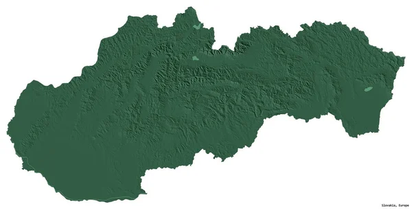 Форма Словакии Столицей Изолирована Белом Фоне Цветная Карта Высоты Рендеринг — стоковое фото