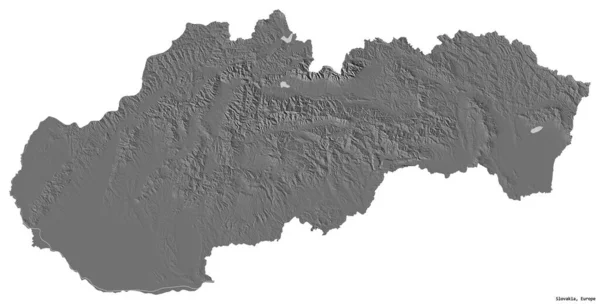 Forma Eslovaquia Con Capital Aislado Sobre Fondo Blanco Mapa Elevación — Foto de Stock