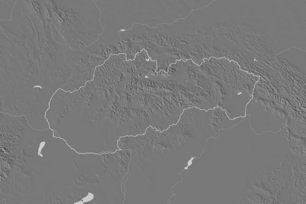 Superficie Ampliada Eslovaquia Mapa Elevación Bilevel Renderizado — Foto de Stock