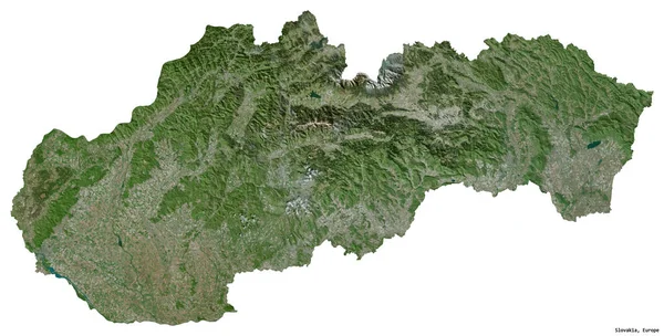 Forme Slovaquie Avec Capitale Isolée Sur Fond Blanc Imagerie Satellite — Photo