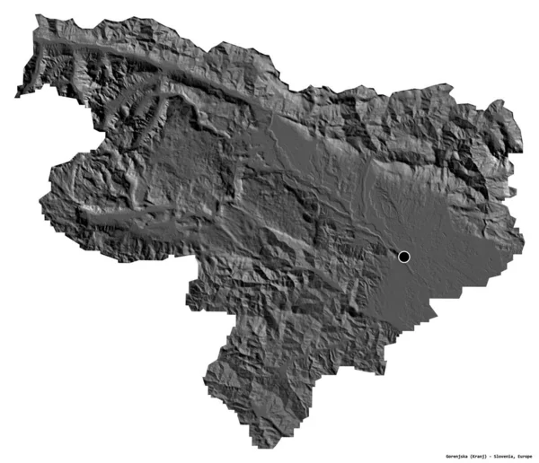 Forma Gorenjska Regiunea Statistică Sloveniei Capitala Izolată Fundal Alb Harta — Fotografie, imagine de stoc