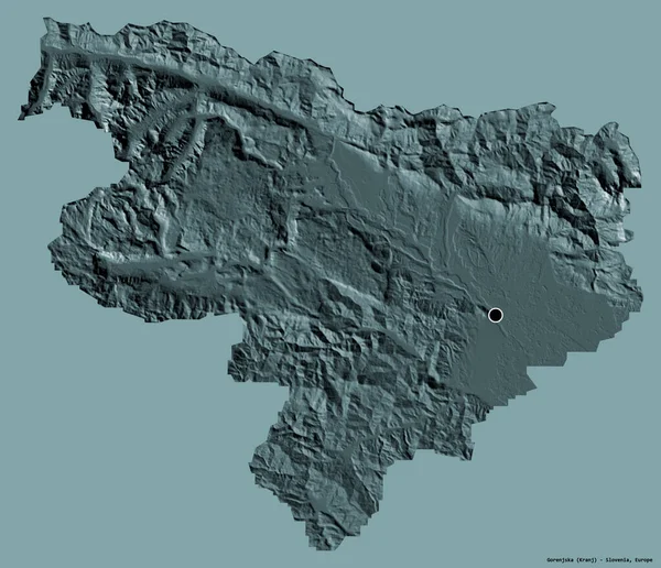 Σχήμα Gorenjska Στατιστική Περιοχή Της Σλοβενίας Κεφάλαιό Της Απομονωμένο Στέρεο — Φωτογραφία Αρχείου