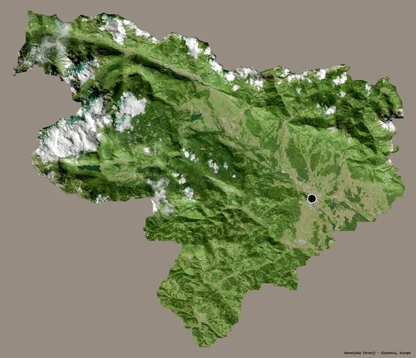 Gestalt Von Gorenjska Statistische Region Sloweniens Mit Seiner Hauptstadt Isoliert — Stockfoto