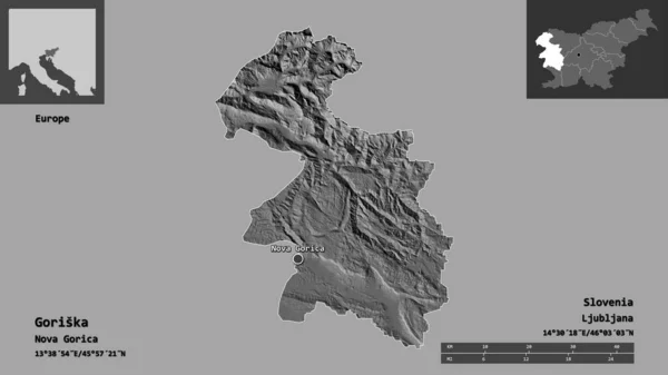 Форма Гориски Статистического Региона Словении Столицы Шкала Расстояний Предварительные Просмотры — стоковое фото