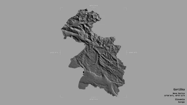 Obszar Goriska Statystyczny Region Słowenii Odizolowany Solidnym Tle Georeferencyjnym Polu — Zdjęcie stockowe