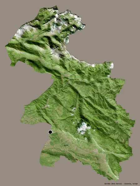 Forma Goriska Regiunea Statistică Sloveniei Capitala Izolată Fundal Culoare Solidă — Fotografie, imagine de stoc