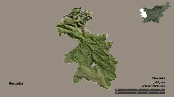 Forma Goriska Região Estatística Eslovénia Com Sua Capital Isolada Sobre — Fotografia de Stock