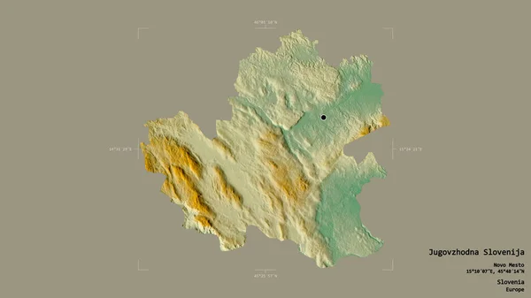 Area Jugovzhodna Slovenija Statistical Region Slovenia Isolated Solid Background Georeferenced — Stock Photo, Image