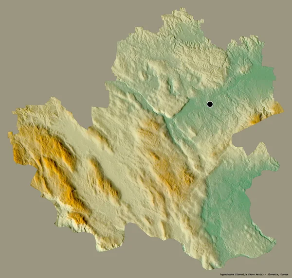 スロベニアの統計地域であるJoyvzhodnaスロベニアの形で その首都はしっかりした色の背景に隔離されています 地形図 3Dレンダリング — ストック写真