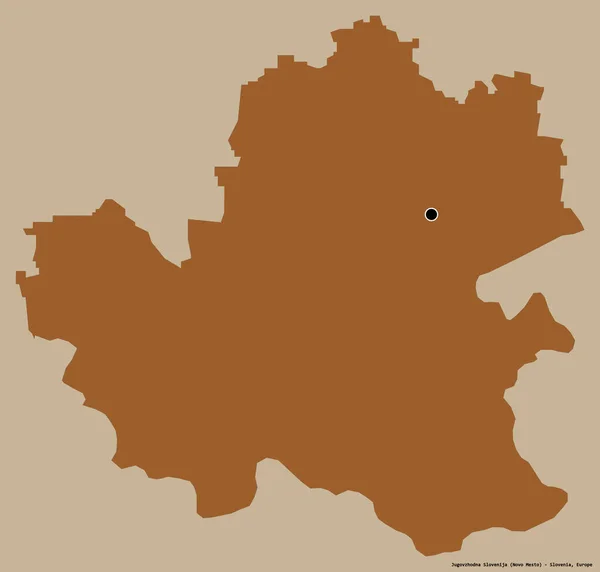 Форма Юговходной Словении Статистического Региона Словении Столицей Изолированной Сплошном Цветном — стоковое фото