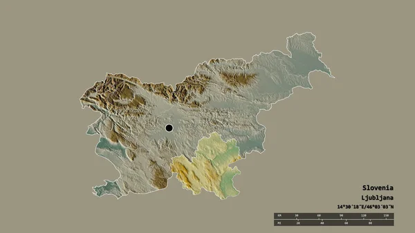 Vyprahlý Tvar Slovinska Jeho Hlavním Městem Hlavní Regionální Divizí Oddělenou — Stock fotografie