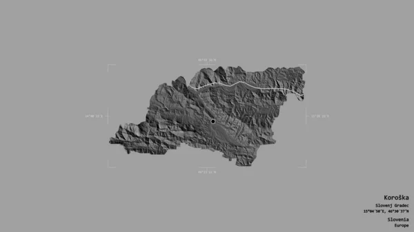 Området Koroska Statistisk Region Slovenien Isolerad Solid Bakgrund Georefererad Avgränsningsbox — Stockfoto