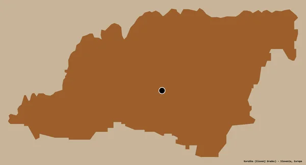 科罗斯卡形状 斯洛文尼亚的统计区域 其首都孤立在一个坚实的色彩背景 图形纹理的组成 3D渲染 — 图库照片