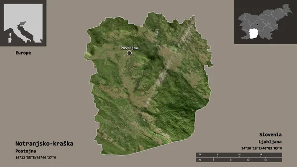 Notranjsko Kraska Nın Şekli Slovenya Istatistiksel Bölgesi Başkenti Uzaklık Ölçeği — Stok fotoğraf