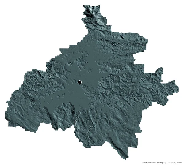 Form Von Osrednjeslovenska Statistische Region Sloweniens Mit Seiner Hauptstadt Isoliert — Stockfoto