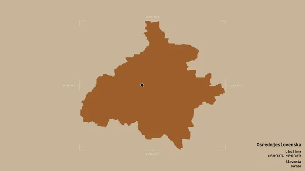 Osrednjeslovenska地区 斯洛文尼亚的一个统计区域 在一个地理参照框的坚实背景下被隔离 图形纹理的组成 3D渲染 — 图库照片