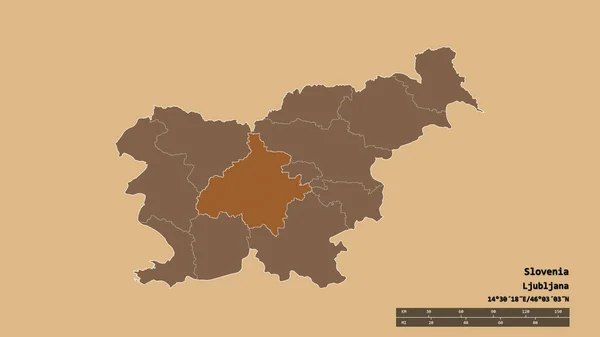Καθαιρέθηκε Σχήμα Της Σλοβενίας Κεφάλαιό Της Την Κύρια Περιφερειακή Διαίρεση — Φωτογραφία Αρχείου